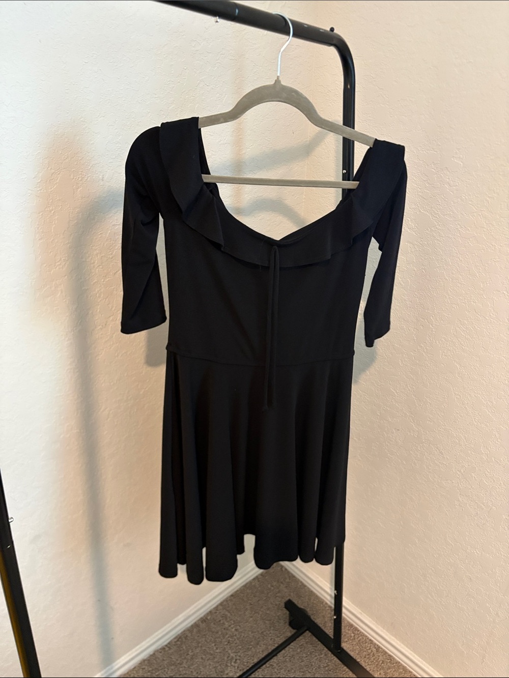 Lovers + Friends Black Off-Shoulder Fit & Flare Dress